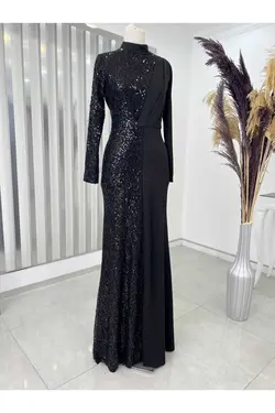 لباس مجلسی پوشیده آزالیا پولک دوز پولکی مشکی برند Surikka کد 1701340938