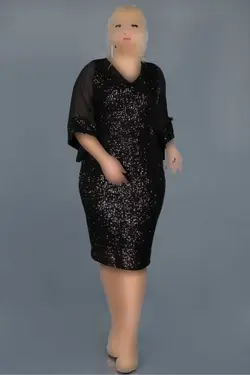 لباس مجلسی شیفون پولک دوز سایز بزرگ برند VOLİNAY TEKSTİL کد 1702289702