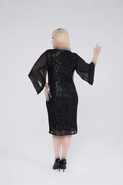 لباس مجلسی شیفون پولک دوز سایز بزرگ برند VOLİNAY TEKSTİL کد 1702289702