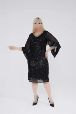 لباس مجلسی شیفون پولک دوز سایز بزرگ برند VOLİNAY TEKSTİL کد 1702289702