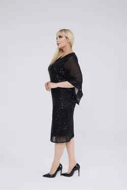 لباس مجلسی شیفون پولک دوز سایز بزرگ برند VOLİNAY TEKSTİL کد 1702289702