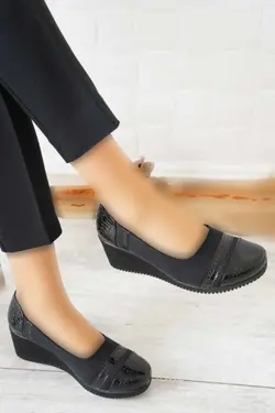 کفش تک نفره قلاب بافی مشکی زنانه کمربند پارچه ای برند Moda Pie کد 1703257642