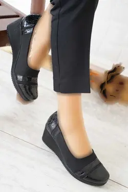 کفش تک نفره قلاب بافی مشکی زنانه کمربند پارچه ای برند Moda Pie کد 1703257642