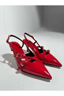 کفش پاشنه بلند کمربند ورنی کمربند‎دار clara قرمز برند Eataly Shoes کد 1703253425