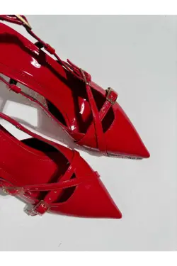 کفش پاشنه بلند کمربند ورنی کمربند‎دار clara قرمز برند Eataly Shoes کد 1703253425