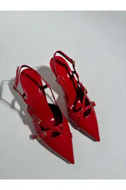 کفش پاشنه بلند کمربند ورنی کمربند‎دار clara قرمز برند Eataly Shoes کد 1703253425