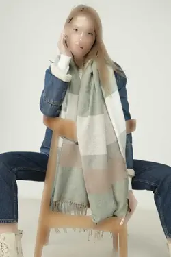 شال دوشی کلفت طرح‎دار ماهی بافتنی 13807نرم نعنایی رنگ گردن برند Axesoire کد 1703498243