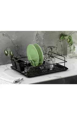 جا بشقابی سبد آبچکان پلاستیکی ترمو ضد زنگ تک طبقه روکش مشکی برند Sas Haus کد 1703635270