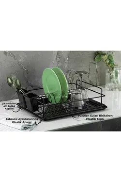 جا بشقابی سبد آبچکان پلاستیکی ترمو ضد زنگ تک طبقه روکش مشکی برند Sas Haus کد 1703635270