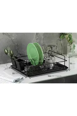 جا بشقابی سبد آبچکان پلاستیکی ترمو ضد زنگ تک طبقه روکش مشکی برند Sas Haus کد 1703635270