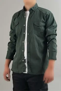 پیراهن جین اسلیم فیت نفتی مردانه برند bombe کد 1703600841