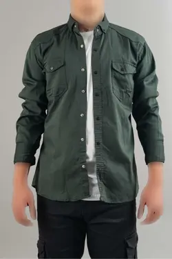 پیراهن جین اسلیم فیت نفتی مردانه برند bombe کد 1703600841