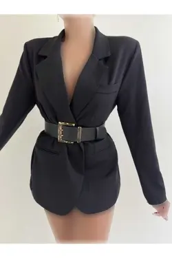 پیراهن کت کمربند زنانه سگک دار گشاد برند Fiori کد 1703600824