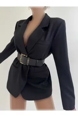 پیراهن کت کمربند زنانه سگک دار گشاد برند Fiori کد 1703600824