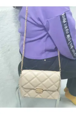 ست ضربدری زنجیردار پنبه دوزی شده قهوه ای سموری روشن کیف زنانه برند lindabags کد 1648303274