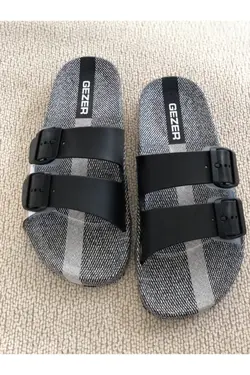 دمپایی راحت ساحلی استخر حمام بالکن کف سگک دار 4فصل روزانه داخل طوسی مشکی قابل تنظیم مردانه برند MODA SENİ کد 1648257198