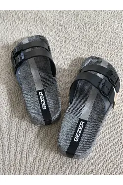 دمپایی راحت ساحلی استخر حمام بالکن کف سگک دار 4فصل روزانه داخل طوسی مشکی قابل تنظیم مردانه برند MODA SENİ کد 1648257198