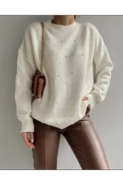 کرم بافتنی طرح نگین دار برند Buse Kaplan Boutique کد 1648241768