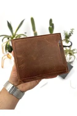 کیف پول جا کارتی اضافی شتری مردانه چرم اصل برند bayderi کد 1648188187