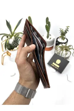 کیف پول جا کارتی اضافی شتری مردانه چرم اصل برند bayderi کد 1648188246