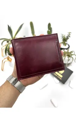 کیف پول جا کارتی اضافی زرشکی مردانه چرم اصل برند bayderi کد 1648188067