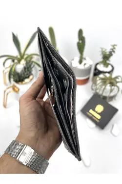 کیف پول جا کارتی بزرگ گشاد طوسی مردانه چرم اصل برند bayderi کد 1648187711
