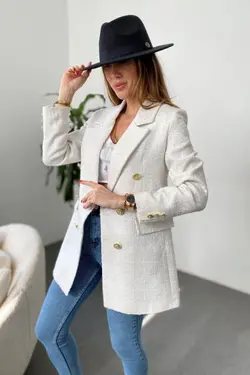 کت دکمه‎دار سفید طلایی زنانه برند Suzi butik کد 1648174270