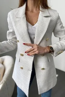 کت دکمه‎دار سفید طلایی زنانه برند Suzi butik کد 1648174270