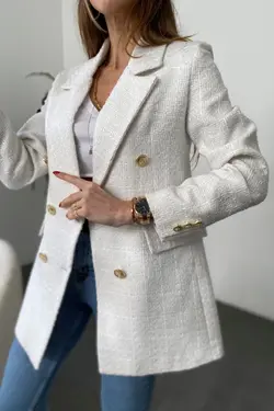 کت دکمه‎دار سفید طلایی زنانه برند Suzi butik کد 1648174270