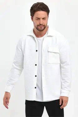 پیراهن زمستانی جیب‌دار تک جیب پنبه دوزی شده مردانه برند MİRMARONİ کد 1703854713