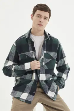 پیراهن ست متناسب جیب‌دار سبز مردانه برند TRENDYOL MAN کد 1648383981