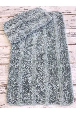 زیرپایی حمام فرش ست ماکارونی نعنایی رنگ 100پنبه نوک دراز برند Bonny Home کد 1648361167