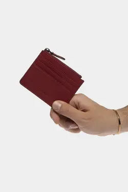 محفظه ای سکه 3603100% اصل زرشکی جا کارتی زیپدار چرم برند Grande کد 1648500901