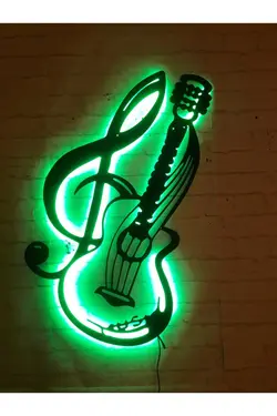 تابلو led تزئینی ام دی اف چوب نورانی rgb گیتار برند MF TASARIM کد 1648499600