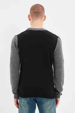 پلیور متناسب طرح‎دار یقه گرد رنگ خاکستری آنتراسیت مردانه برند TRENDYOL MAN کد 1648493084