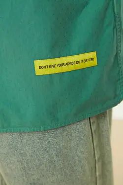 پیراهن گشاد یقه آستین بلند سبز مردانه برند TRENDYOL MAN کد 1648493086