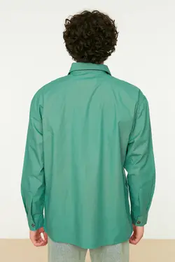 پیراهن گشاد یقه آستین بلند سبز مردانه برند TRENDYOL MAN کد 1648493086