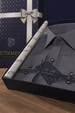 پیراهن اسلیم فیت طرح‎دار دودی مردانه برند Etikmen کد 1648457565