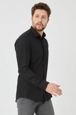 پیراهن اسلیم فیت ساده مشکی مردانه برند Pietra Paul کد 1648457530