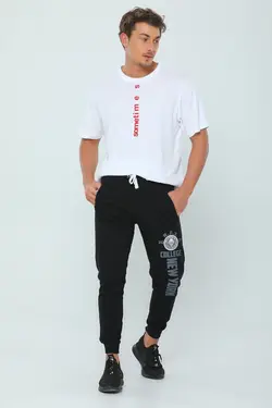 شلوار راحتی اسلیم فیت چاپی جیبدار پاچه زیپدار مردانه مشکی برند Julude کد 1648456280