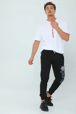 شلوار راحتی اسلیم فیت چاپی جیبدار پاچه زیپدار مردانه مشکی برند Julude کد 1648456280