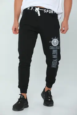 شلوار راحتی اسلیم فیت چاپی جیبدار پاچه زیپدار مردانه مشکی برند Julude کد 1648456280