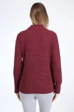 بلوز بافتنی شیردهی دکمه‎دار زرشکی بارداری برند Luvmabelly کد 1648436528