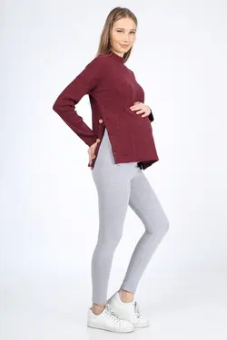 بلوز بافتنی شیردهی دکمه‎دار زرشکی بارداری برند Luvmabelly کد 1648436528