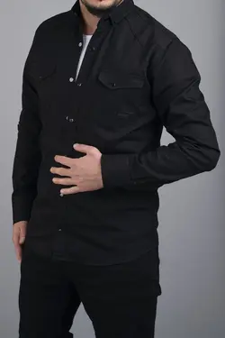 پیراهن قالب جین تنگ مشکی مردانه برند REYNARD کد 1648754528