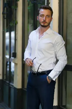 پیراهن جعبه‎دار ساتن سفید وارداتی برند Etikmen کد 1648754180