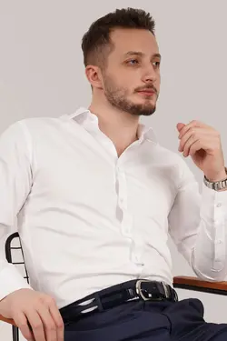 پیراهن جعبه‎دار ساتن سفید وارداتی برند Etikmen کد 1648754180