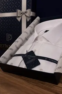 پیراهن جعبه‎دار ساتن سفید وارداتی برند Etikmen کد 1648754180