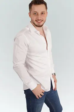 پیراهن جعبه‎دار ساتن سفید وارداتی برند Etikmen کد 1648754180