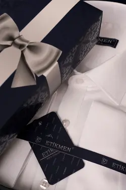 پیراهن جعبه‎دار ساتن سفید وارداتی برند Etikmen کد 1648754180